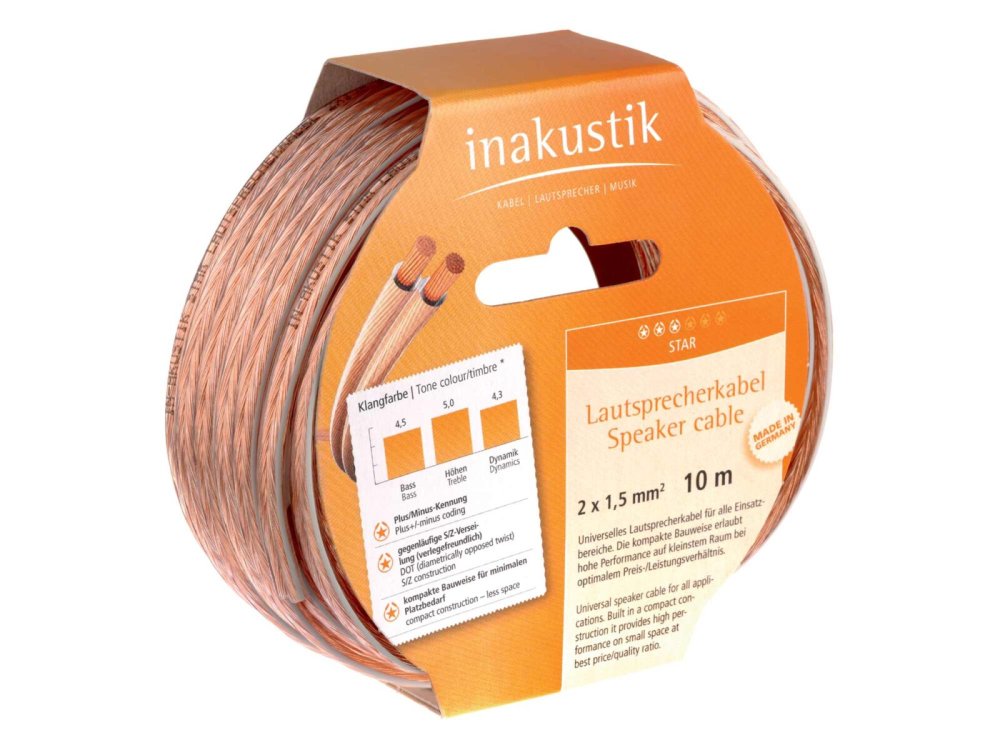 INAKUSTIK Star LS-Reels, 2 x 2.5 mm2, 10 m, 003022010